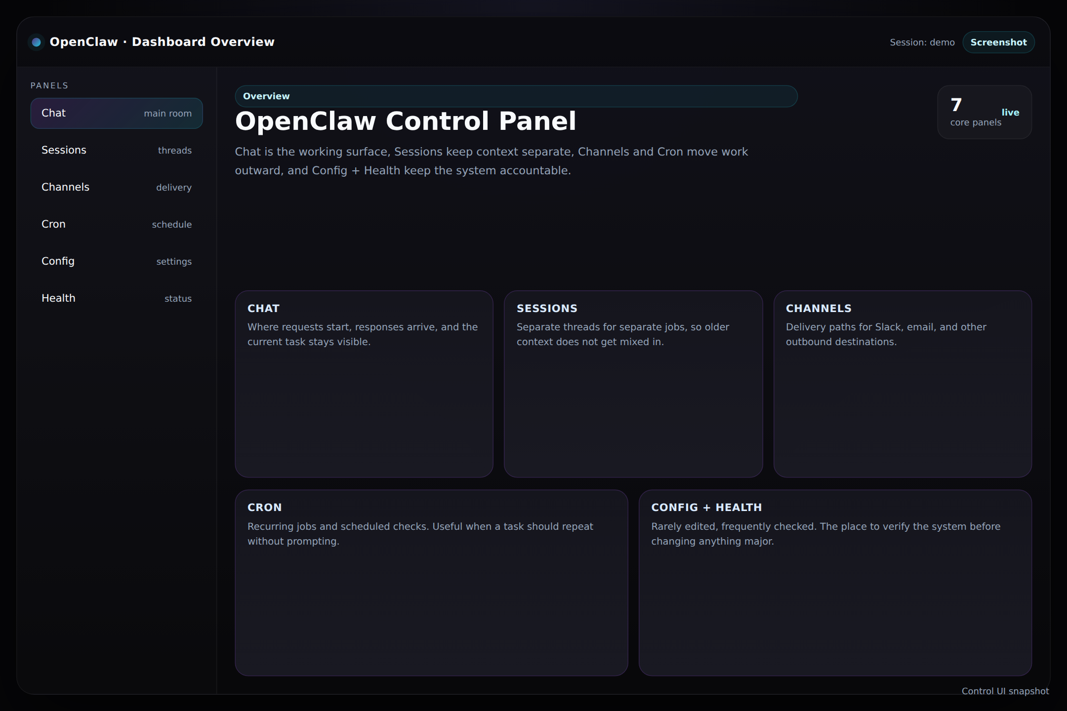 OpenClaw dashboard overview screenshot